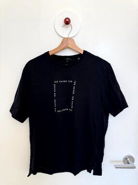 Ted Baker London Graphic T-Shirt Dark Navy Blue Minimalist Logo Size 4 / US XL